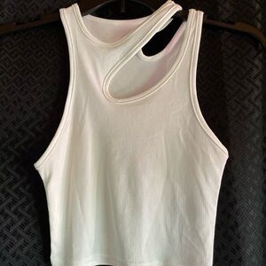 Cider White Ribbed Cutout Tank Top
